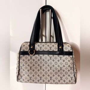 Louis Vuitton Navy and Cream Satchel
